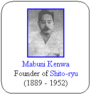 Flowchart: Alternate Process: Mabuni Kenwa
Founder of Shito-ryu
(1889 - 1952)
